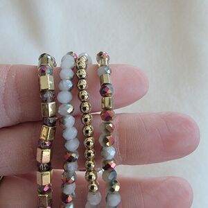 Elegant Gold and Multicolor Beaded Bracelet Set